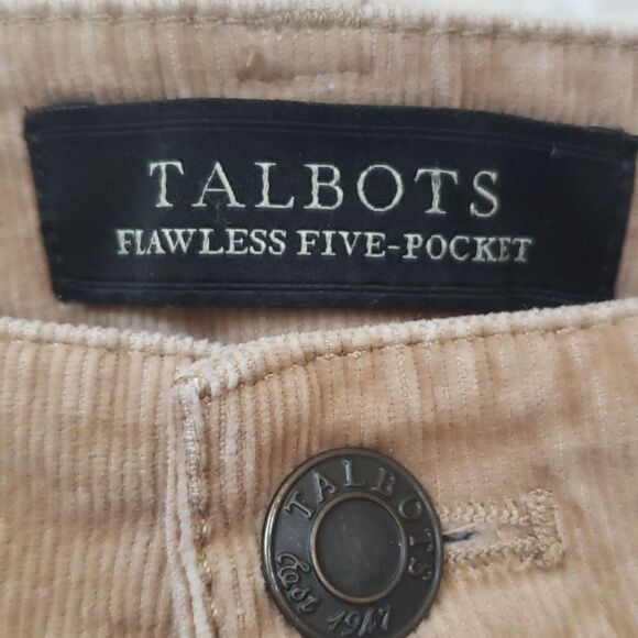 Talbots Flawless 5 Pocket Jeans Women's 12 Tan Corduroy Cotton Pants - Picture 2 of 8